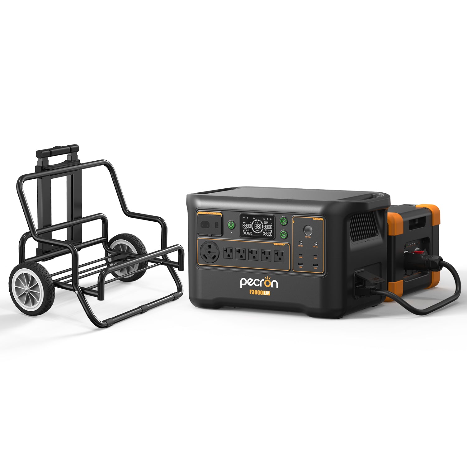 F3000LFP+EP3800-48V (with cascading cable)PRE-ORDER / With Cart / Battery Pack EP3800-48v is 3840Wh PRE-ORDER (only battery/not output/input)