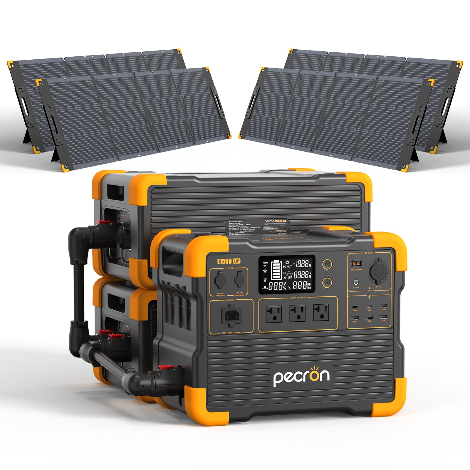 E1500LFP+2*EP3800-48V+4*300W Solar Kit / EP3800-48v is 3840Wh PRE-ORDER (only battery/not output/input)